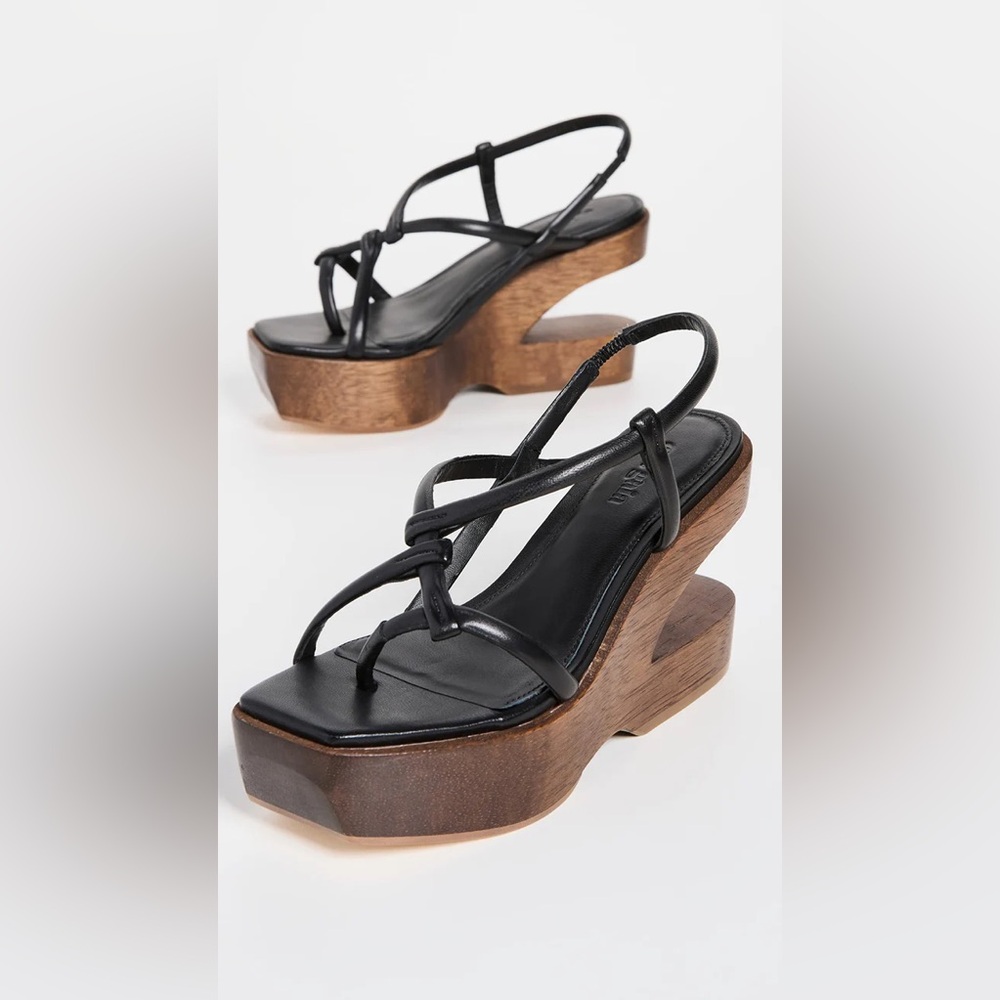 Cult Gaia Nela Wooden Platform Sandals Shoes Size 41 EU 11 US Black - Picture 2 of 12